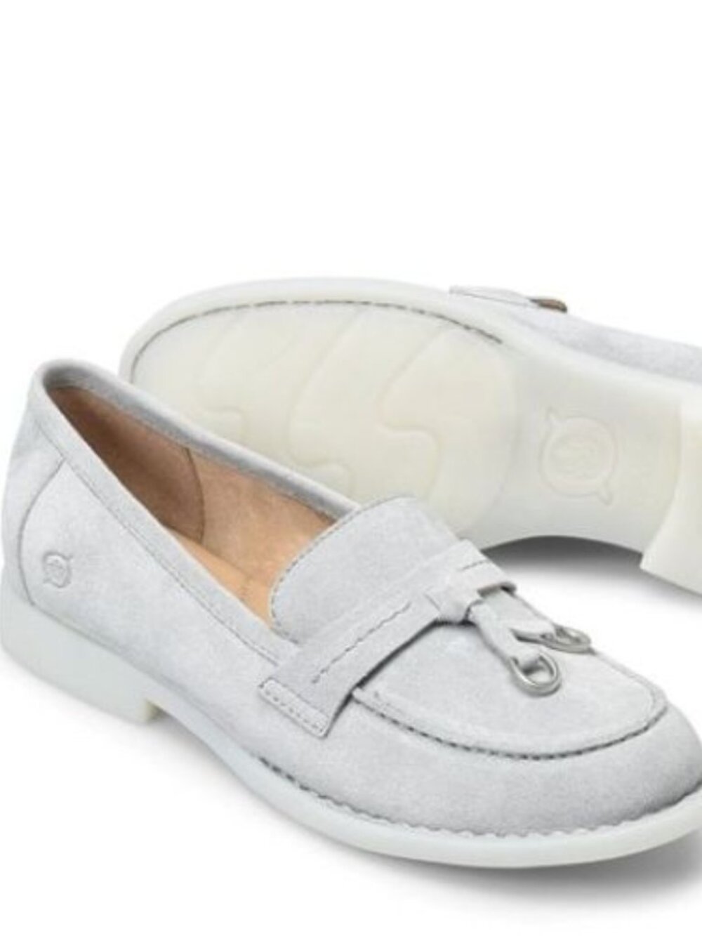 Born Mika Tassel Loafers Suede Leather Slip On Flats Gray Size 9 NEW